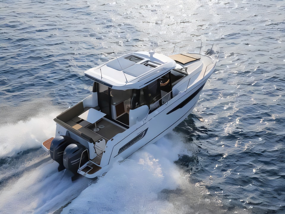 Exterior overview of Jeanneau Merry Fisher 895 motor boat for charter from Split ACI Marina in the Split sailing area Croatia