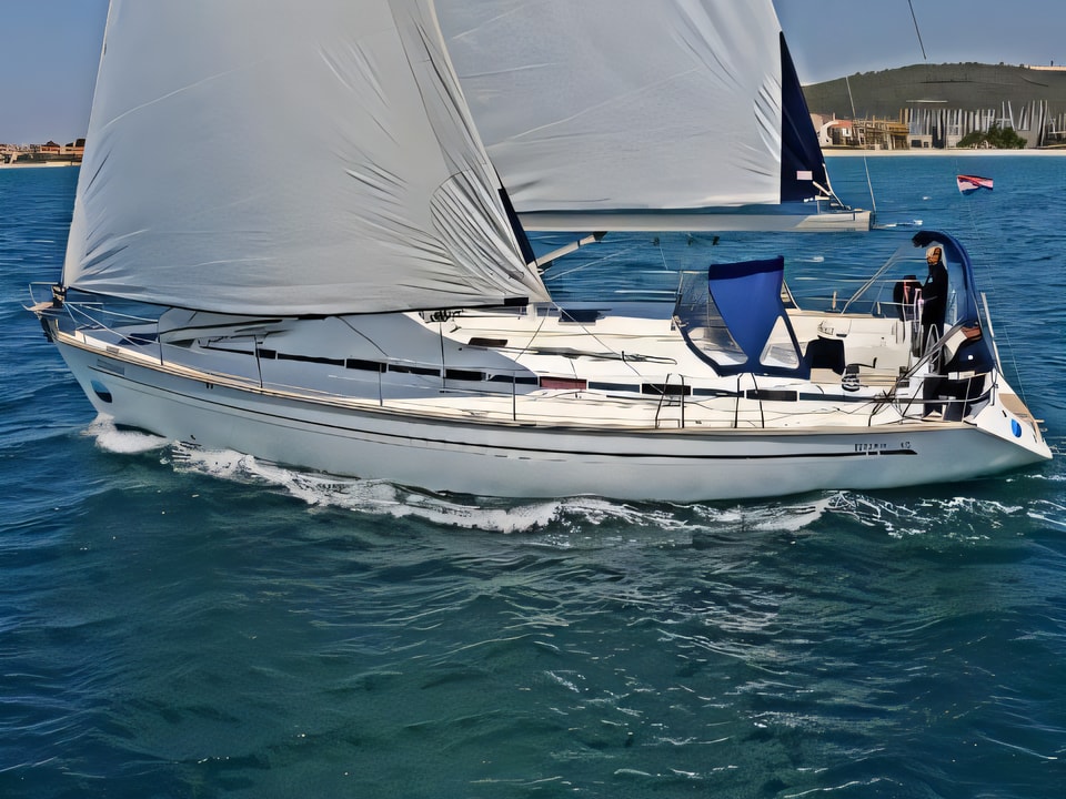 Exterior overview of BAVARIA 49 BT sail boat for charter from Sukosan Marina Dalmacija in the Zadar sailing area Croatia