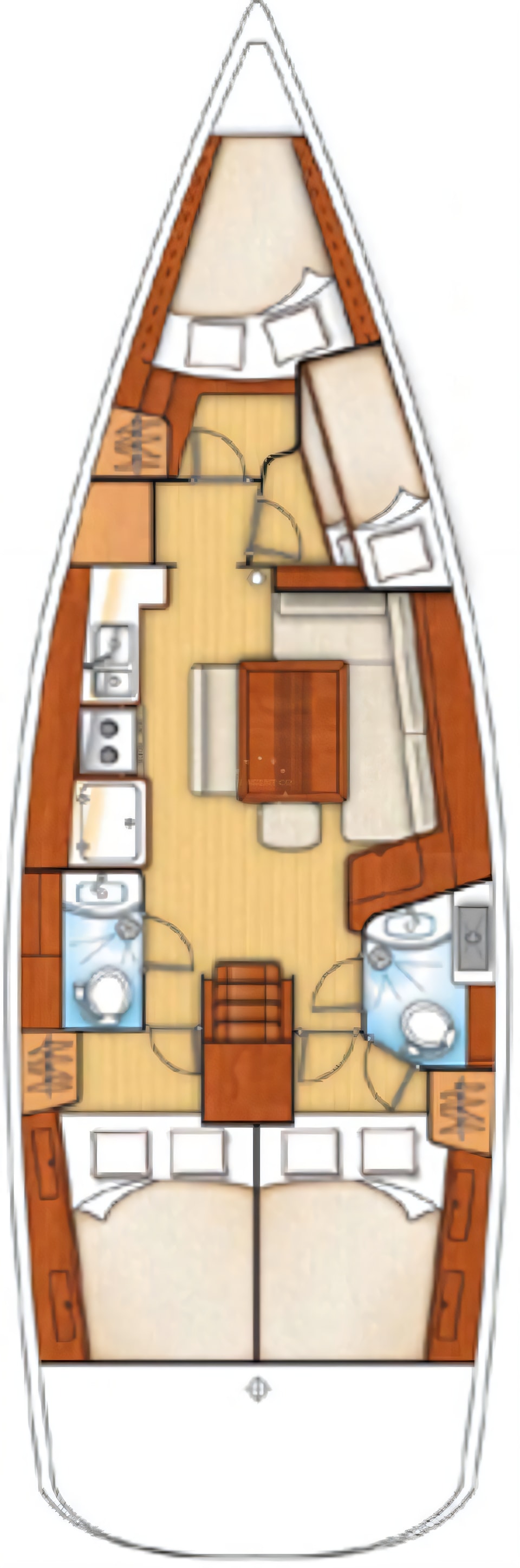 Layout of Beneteau Oceanis 43 sail boat with 4 cabins Croatia yacht charter