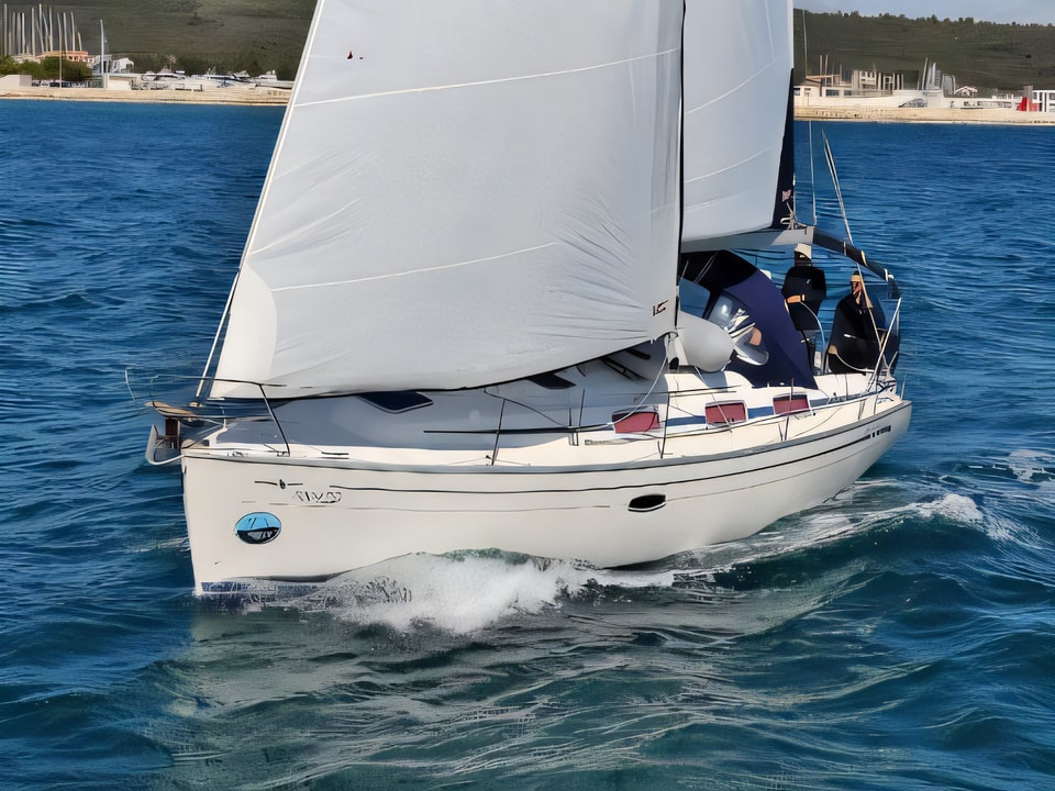 Exterior overview of BAVARIA 33 C sail boat for charter from Sukosan Marina Dalmacija in the Kornati sailing area Croatia