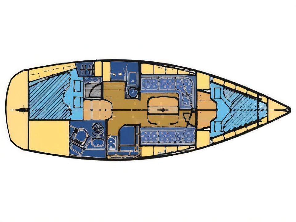 Layout of BAVARIA 33 C sail boat with 2 cabins Croatia yacht charter