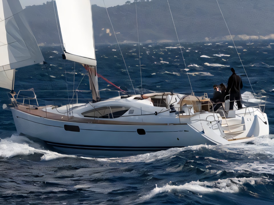 Exterior overview of Sun Odyssey 50DS sail boat for charter from Vodice ACI Marina in the Sibenik sailing area Croatia