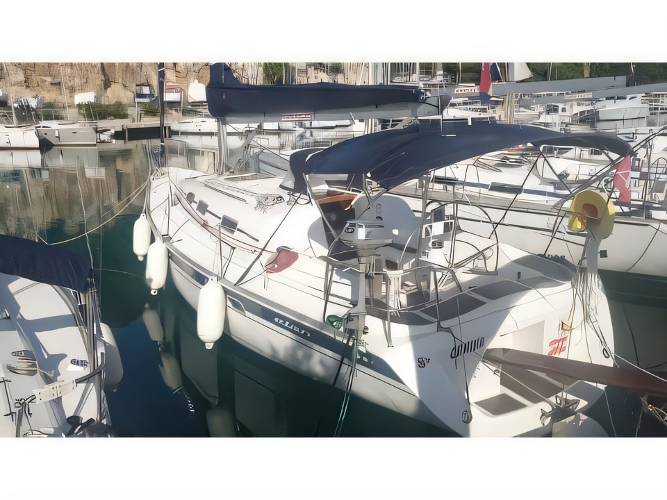 Exterior overview of Elan 40 sail boat for charter from Vodice ACI Marina in the Sibenik sailing area Croatia