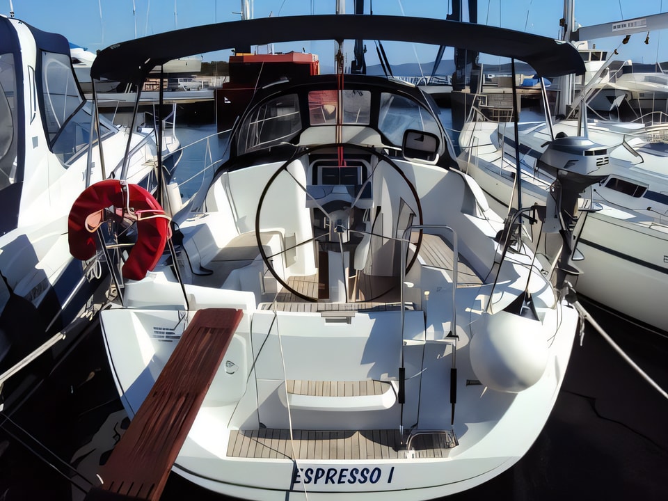 Exterior overview of Sun Odyssey 30i sail boat for charter from Vodice ACI Marina in the Sibenik sailing area Croatia