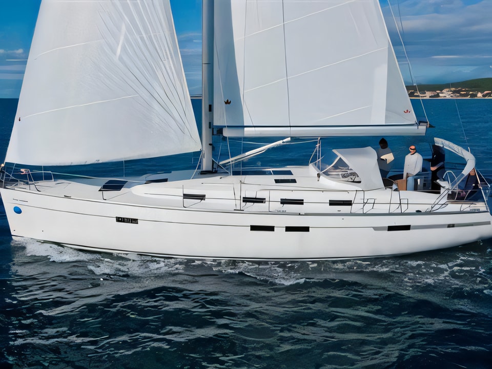Exterior overview of BAVARIA C 45 BT sail boat for charter from Sukosan Marina Dalmacija in the Zadar sailing area Croatia