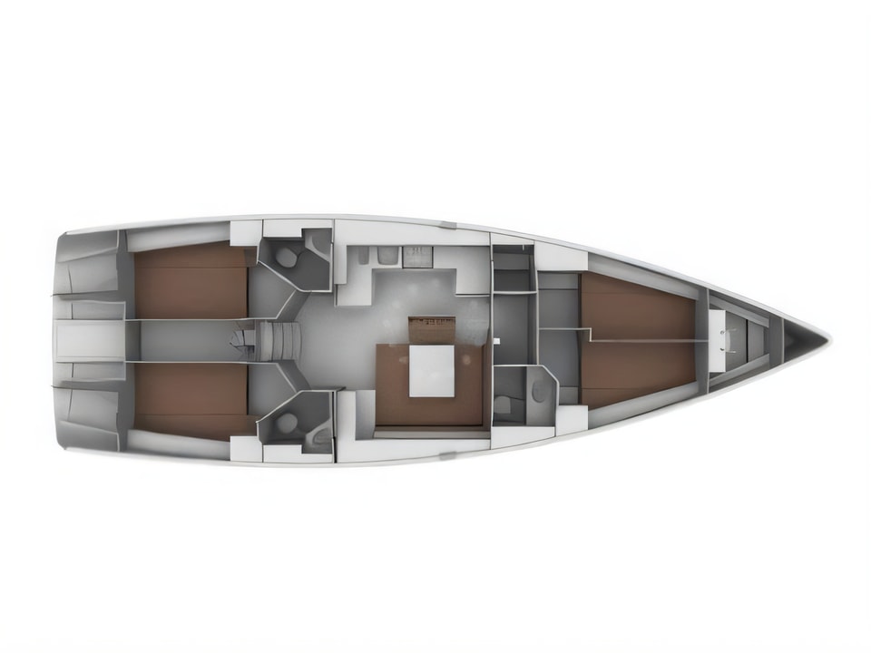 Layout of BAVARIA C 45 BT sail boat with 4 cabins Croatia yacht charter