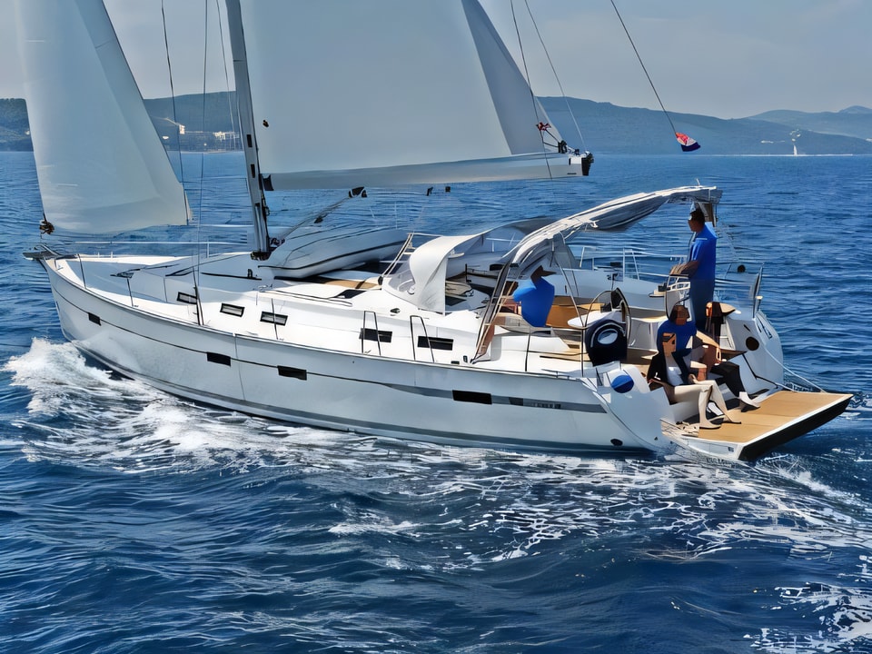 Exterior overview of BAVARIA C 50 BT sail boat for charter from Sukosan Marina Dalmacija in the Zadar sailing area Croatia