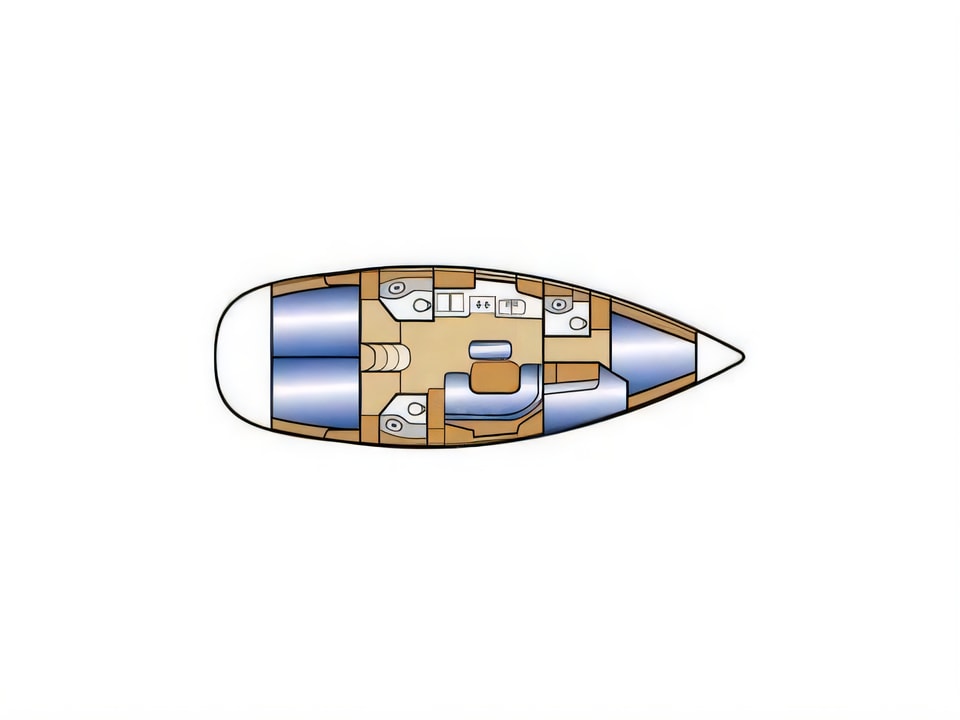 Layout of Oceanis 423 Clipper sail boat with 4 cabins Croatia yacht charter