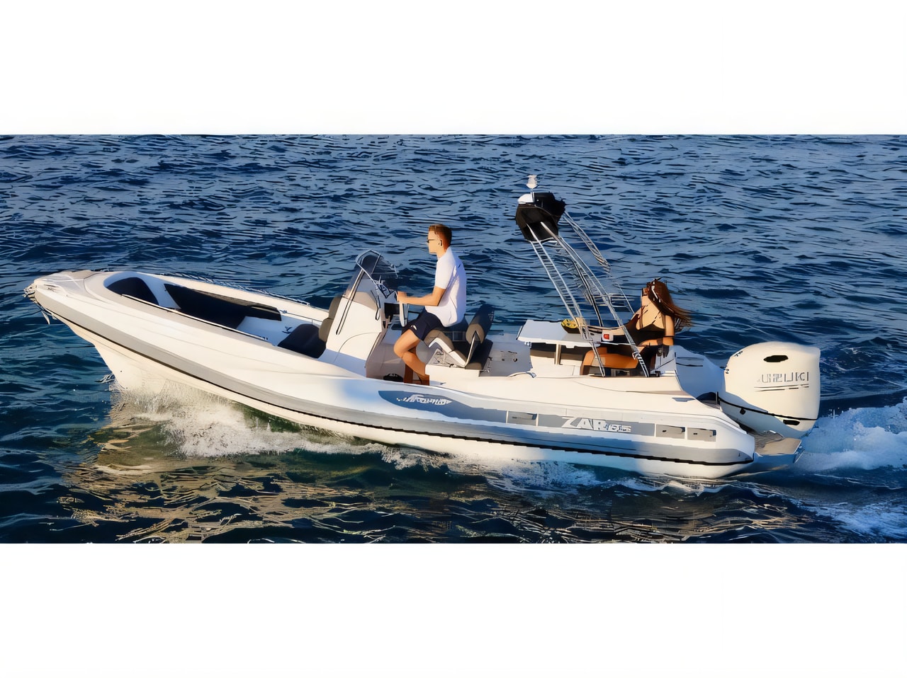 Exterior overview of Zar 65 CL-Clasic Luxury motor boat for charter from Biograd Marina Kornati in the Kornati sailing area Croatia