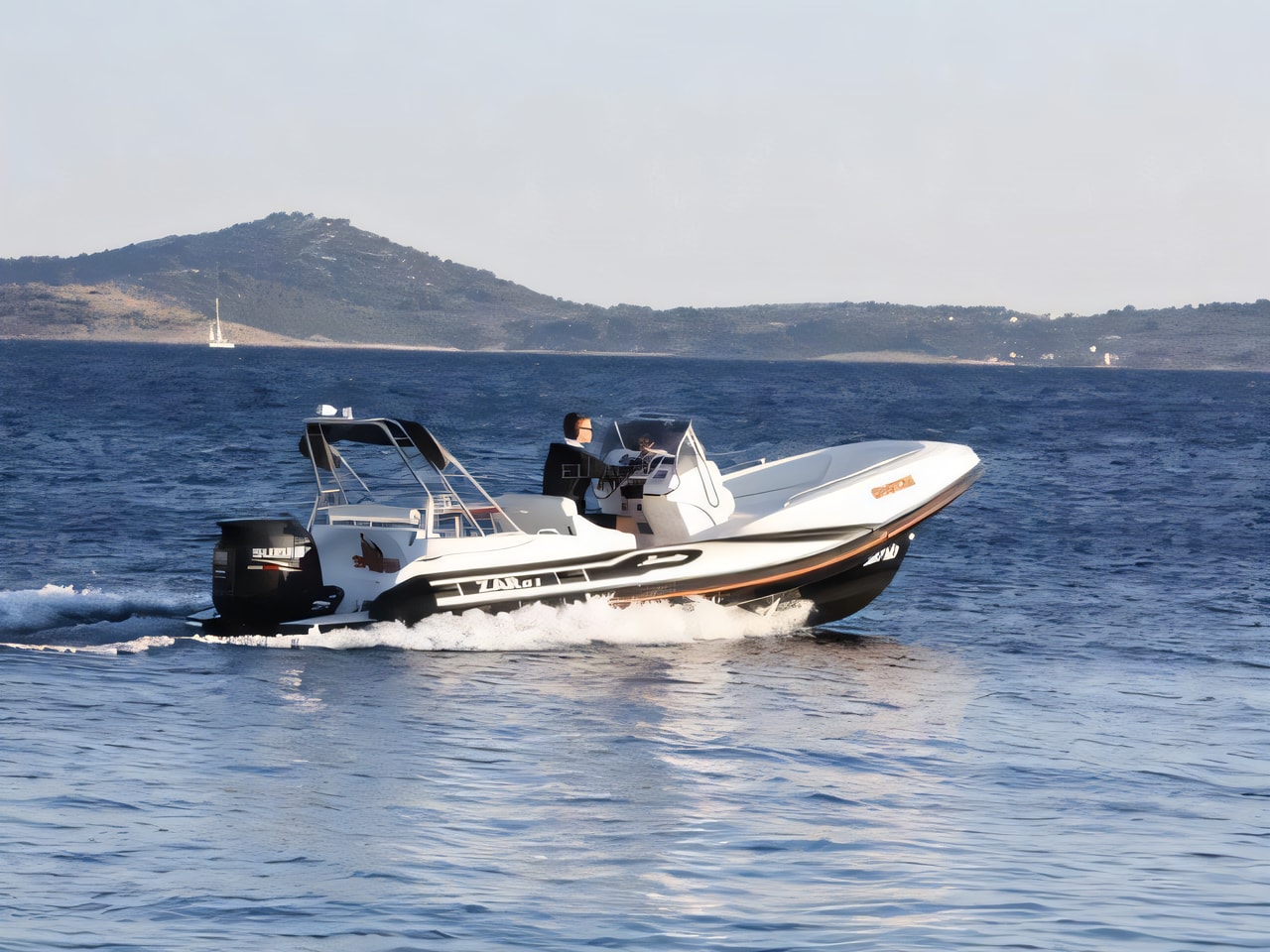 Exterior overview of Zar 61 Suite motor boat for charter from Biograd Marina Kornati in the Kornati sailing area Croatia