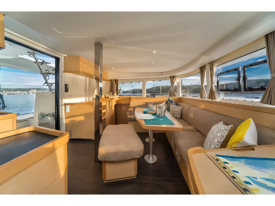 Interior of Lagoon 42 MALA KATE equipped with generator, A / C (saloon) catamaran with 4 cabins Croatia yacht charter
