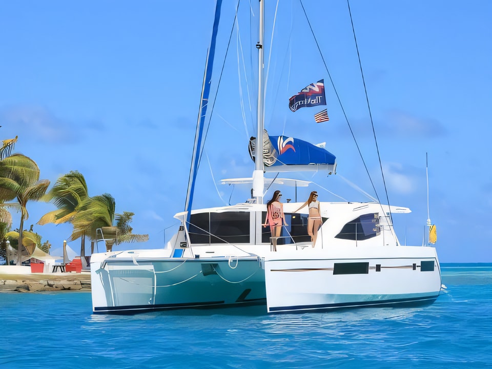Exterior overview of Moorings 4800 catamaran for charter from Agana Marina in the Split sailing area Croatia