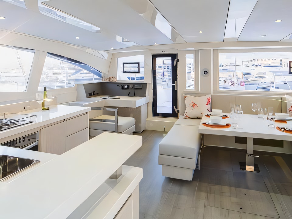 Interior of Moorings 4800 catamaran with 4 cabins Croatia yacht charter