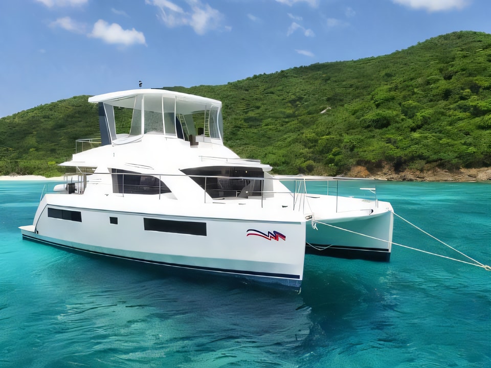 Exterior overview of Moorings 434 PC power catamaran for charter from Agana Marina in the Split sailing area Croatia