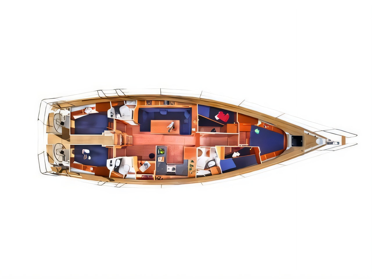 Interior of Bavaria 51 Cruiser sail boat with 5 cabins Croatia yacht charter