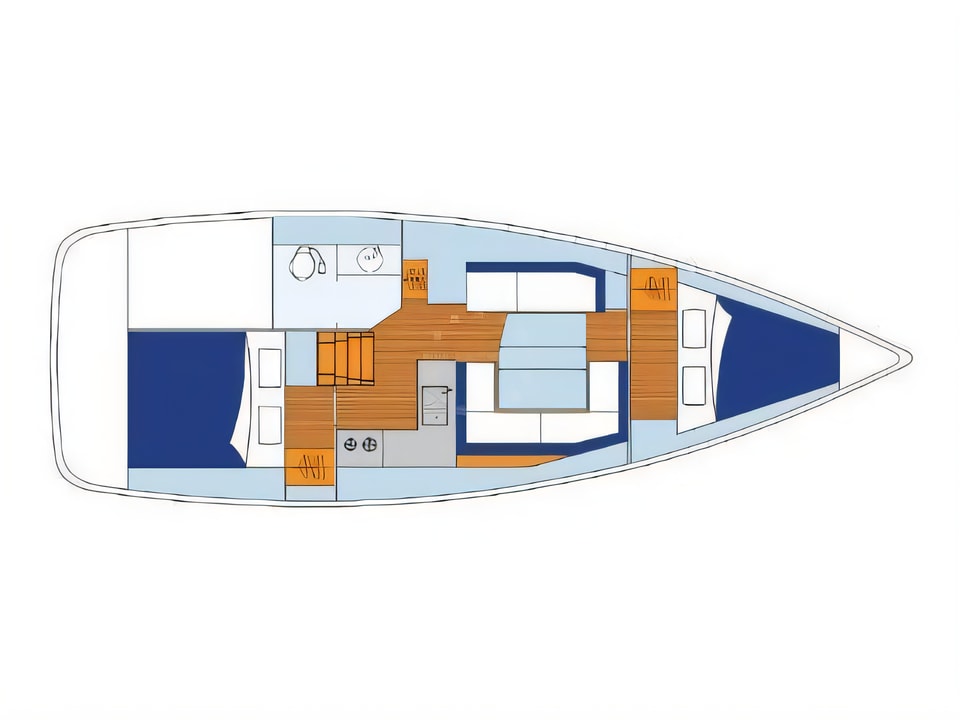 Layout of Sunsail 34- 2 / 1 sail boat with 2 cabins Croatia yacht charter