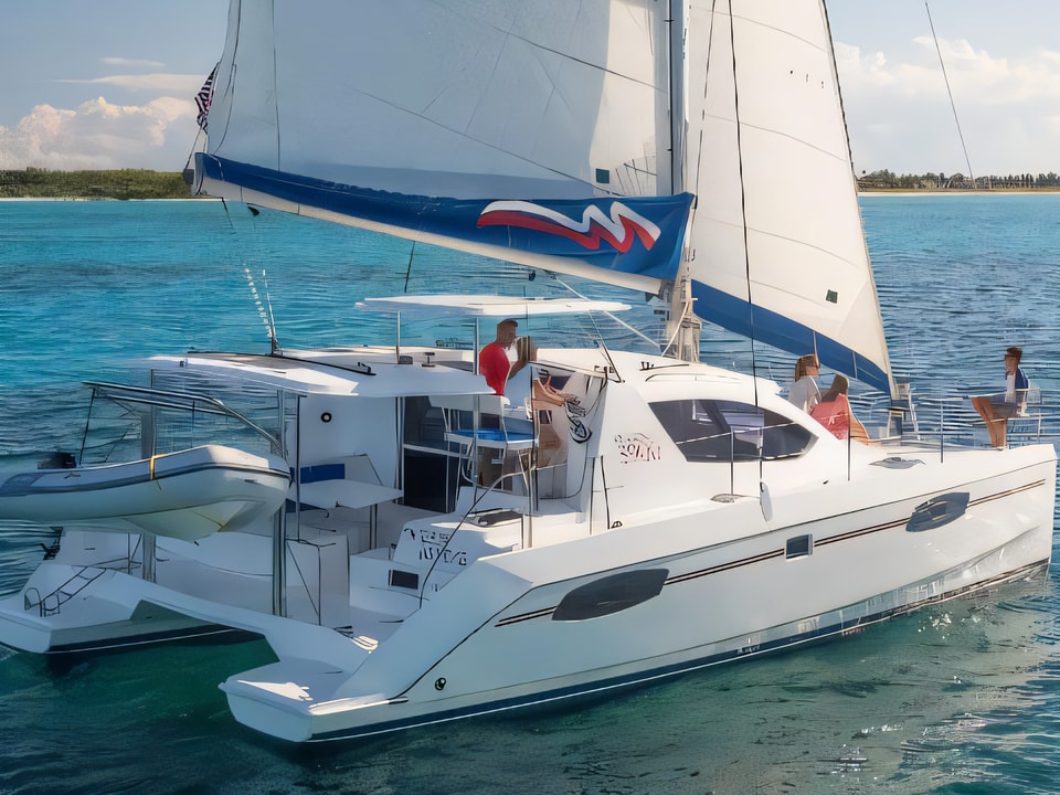Exterior overview of Moorings 3900 catamaran for charter from Agana Marina in the Split sailing area Croatia