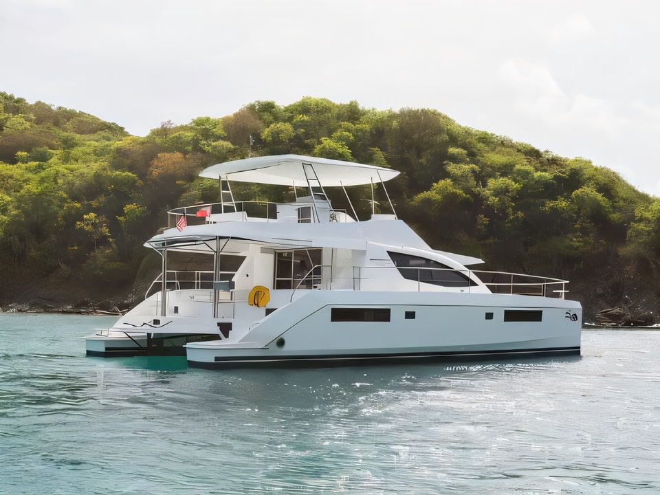 Exterior overview of Moorings 514 PC power catamaran for charter from Agana Marina in the Split sailing area Croatia