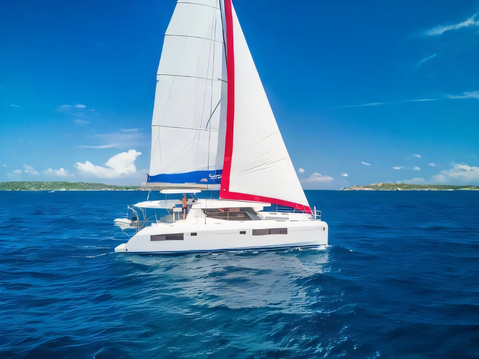 Exterior overview of Sunsail 454 catamaran for charter from Agana Marina in the Split sailing area Croatia