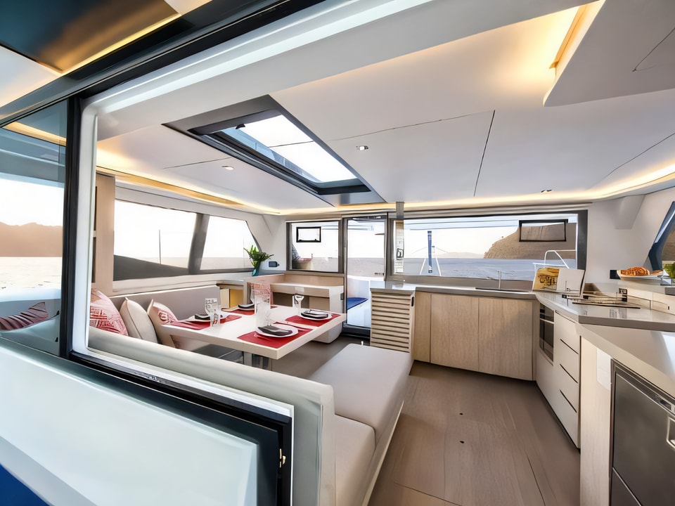Interior of Sunsail 454 catamaran with 5 cabins Croatia yacht charter