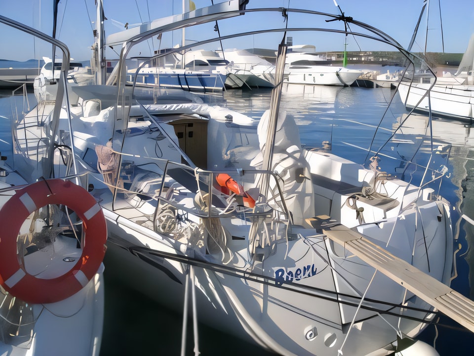 Exterior overview of Bavaria 38 Cruiser sail boat for charter from Biograd Kornati in the Zadar sailing area Croatia