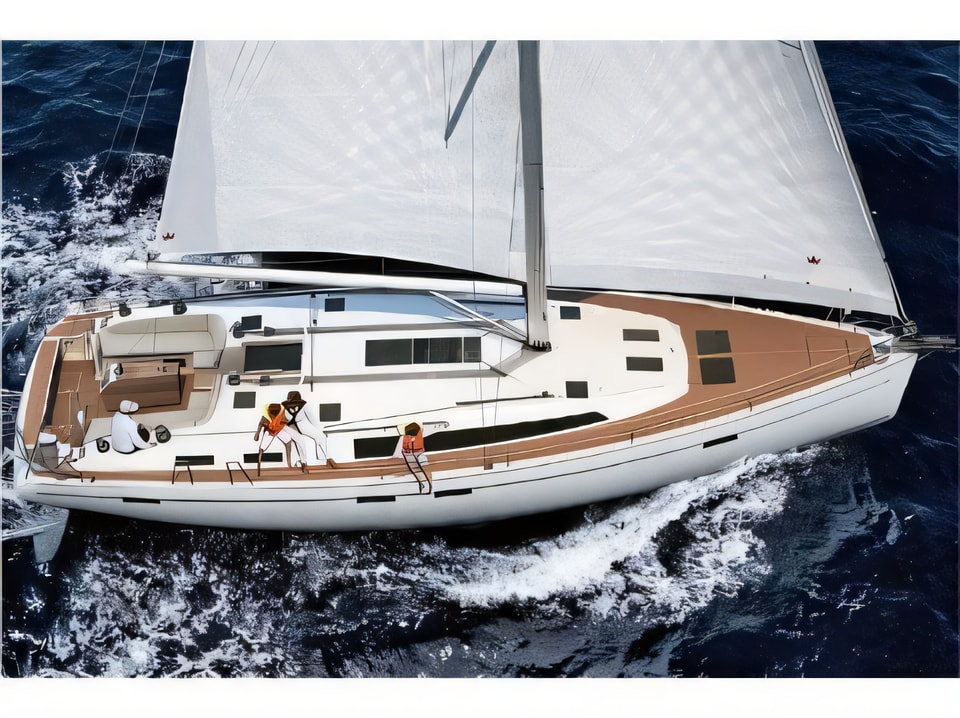 Exterior overview of Bavaria Cruiser 51 sail boat for charter from Trogir ACI Marina in the Split sailing area Croatia