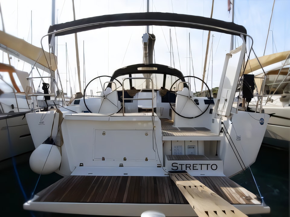 Exterior overview of Dufour 460 Grand Large sail boat for charter from Rogoznica Marina Frapa in the Sibenik sailing area Croatia