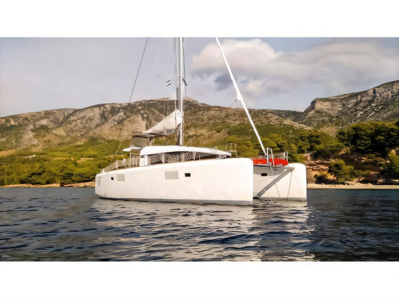 Exterior overview of Lagoon 39 catamaran for charter from Sukosan Marina Dalmacija in the Zadar sailing area Croatia