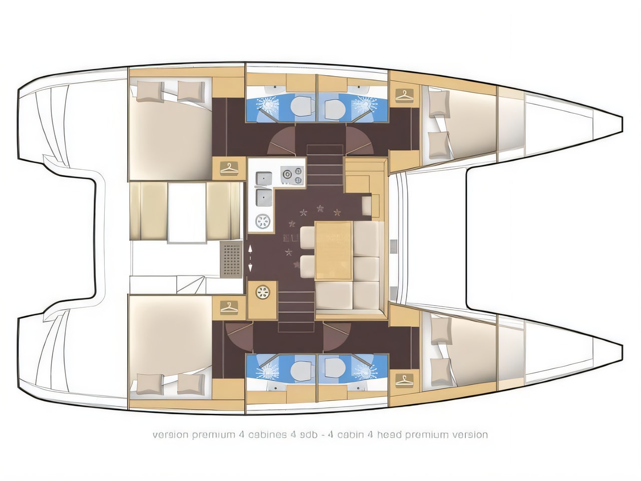 Interior of Lagoon 39 catamaran with 6 cabins Croatia yacht charter