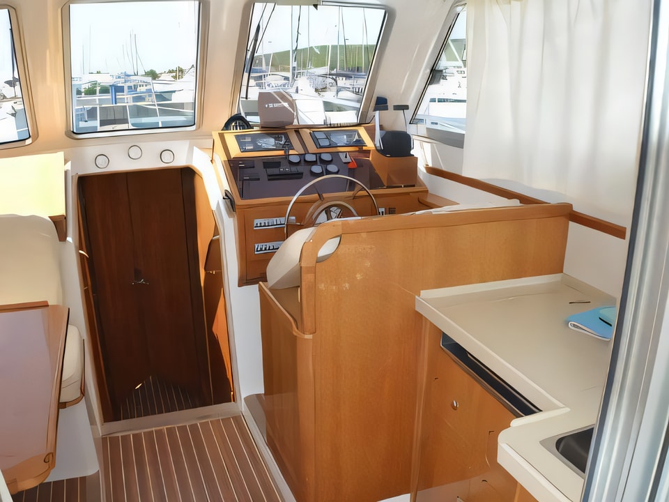 Interior of Adria 1002 motor boat with 3 cabins Croatia yacht charter