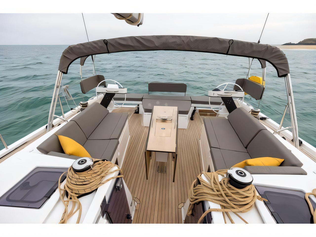 Exterior overview of Dufour 470 sail boat for charter from Rogoznica Marina Frapa in the Split sailing area Croatia