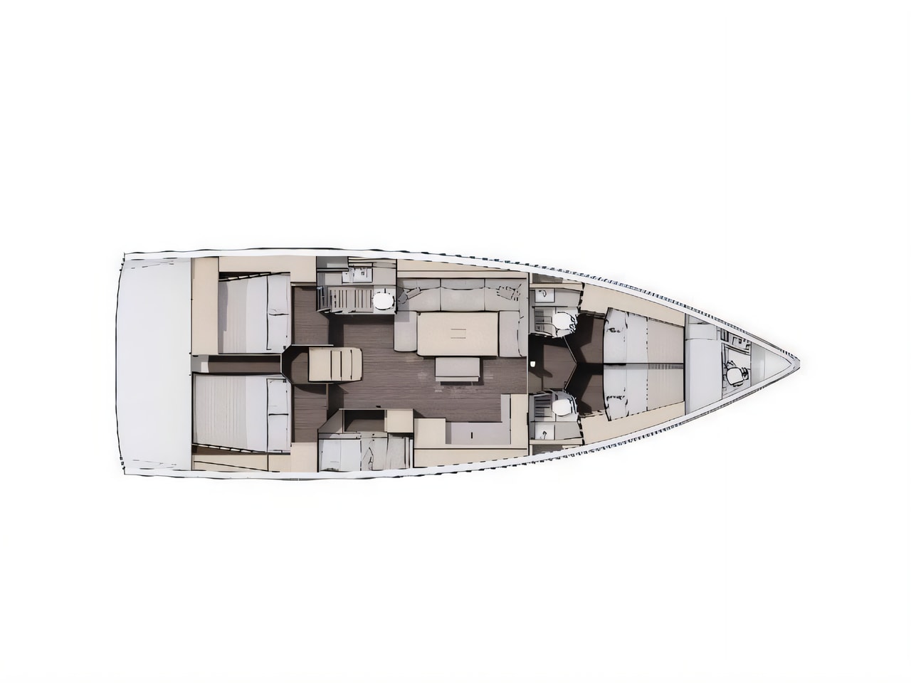 Interior of Dufour 470 sail boat with 4 cabins Croatia yacht charter