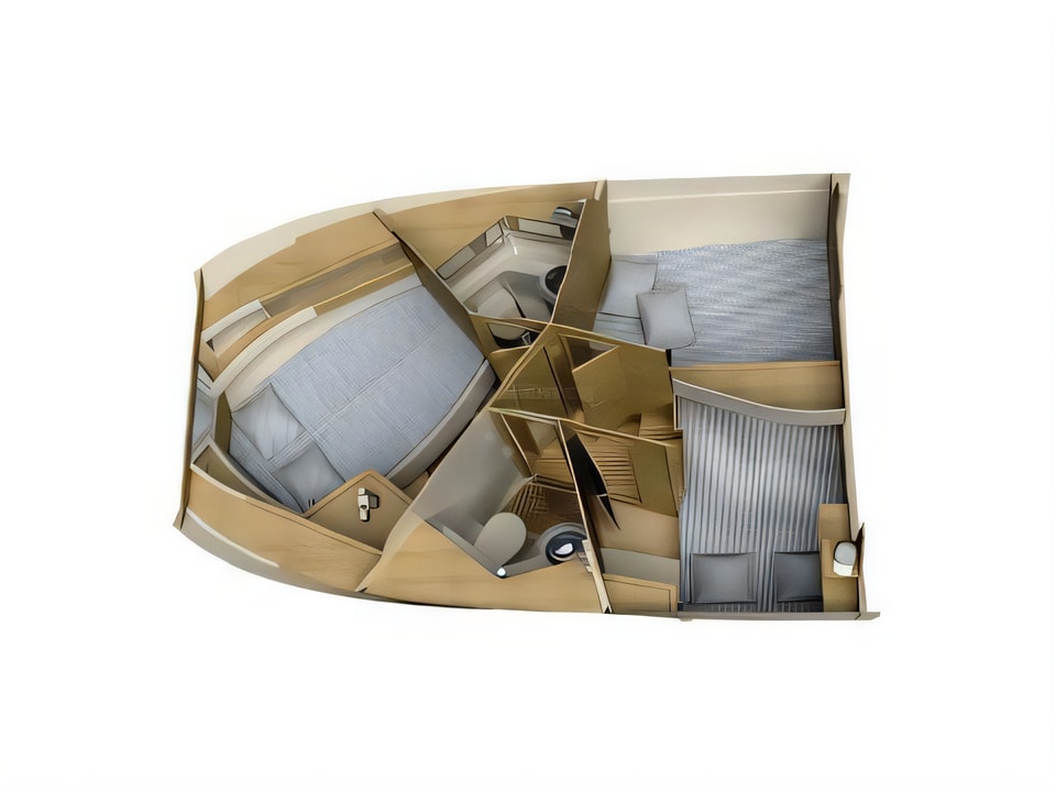 Layout of ADRIANA 36 BT motor boat with 3 cabins Croatia yacht charter
