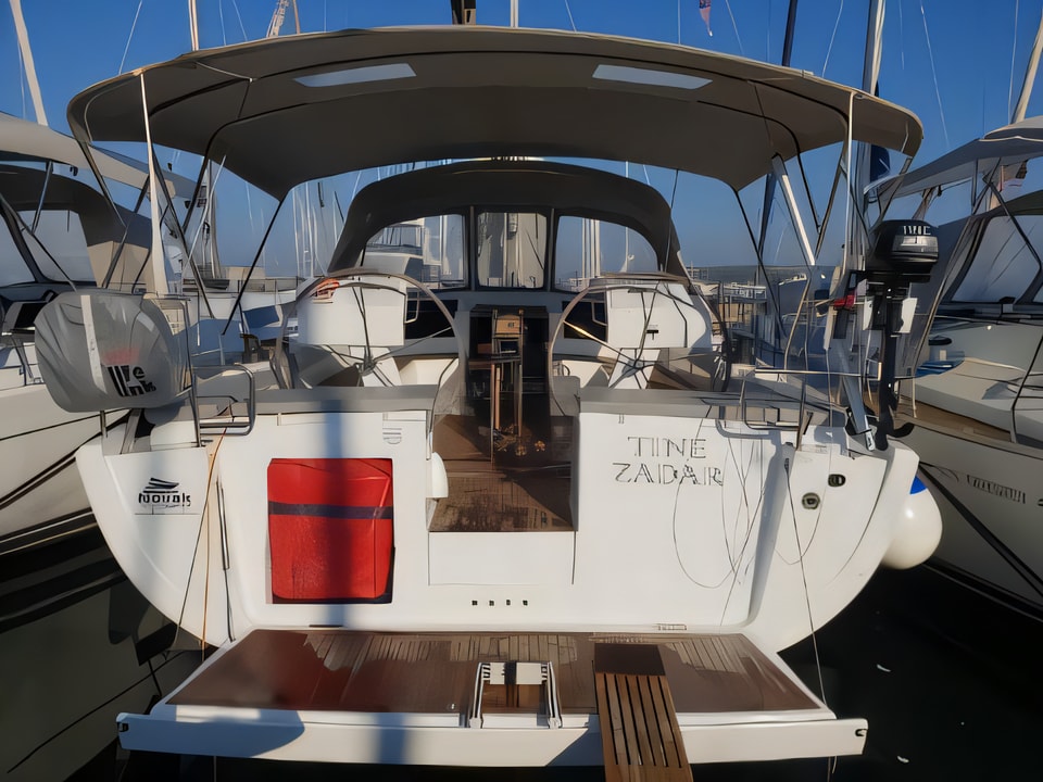 Exterior overview of Hanse 455 sail boat for charter from Biograd Kornati in the Zadar sailing area Croatia