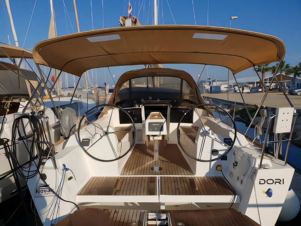 Exterior overview of Dufour 350 GL sail boat for charter from Biograd Marina Kornati in the Kornati sailing area Croatia