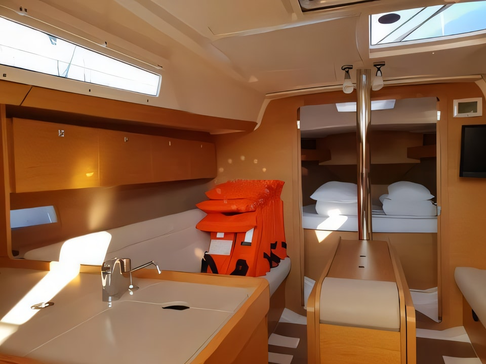 Interior of Dufour 350 GL sail boat with 3 cabins Croatia yacht charter