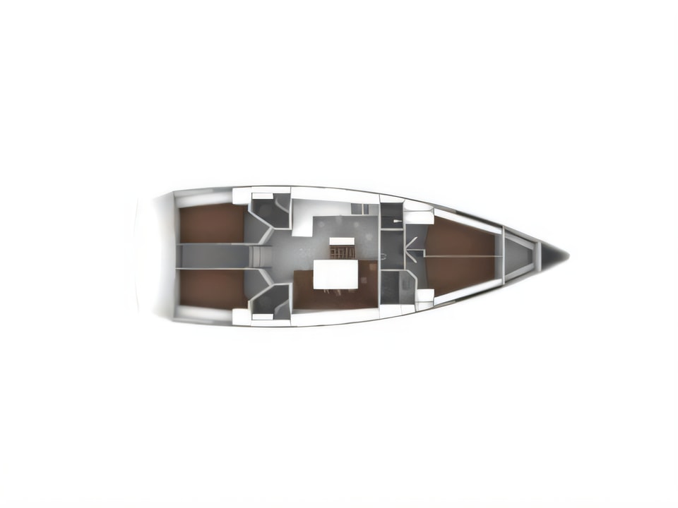 Layout of Bavaria Cruiser 46 sail boat with 4 cabins Croatia yacht charter
