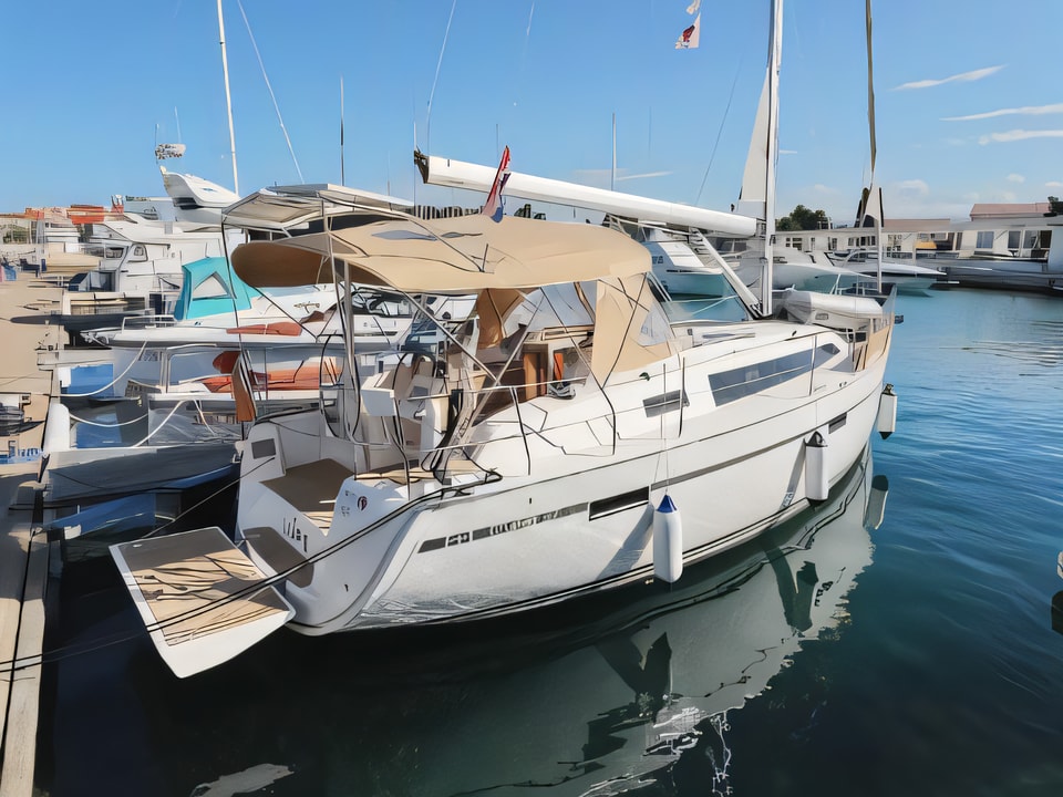 Exterior overview of Bavaria Cruiser 37 sail boat for charter from Zadar Marina Borik in the Zadar sailing area Croatia