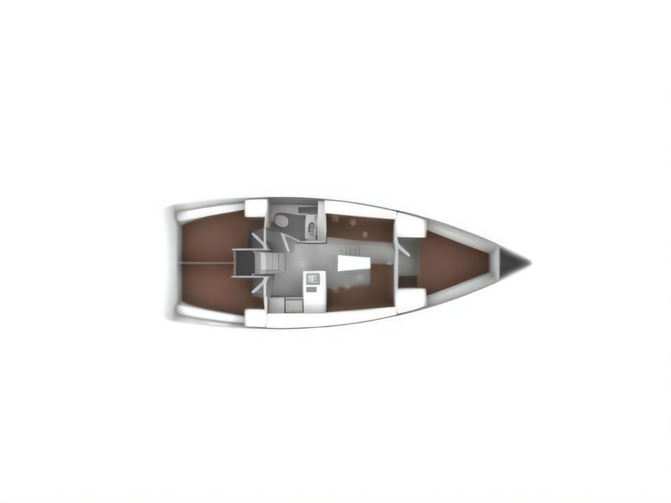 Layout of Bavaria Cruiser 37 sail boat with 3 cabins Croatia yacht charter