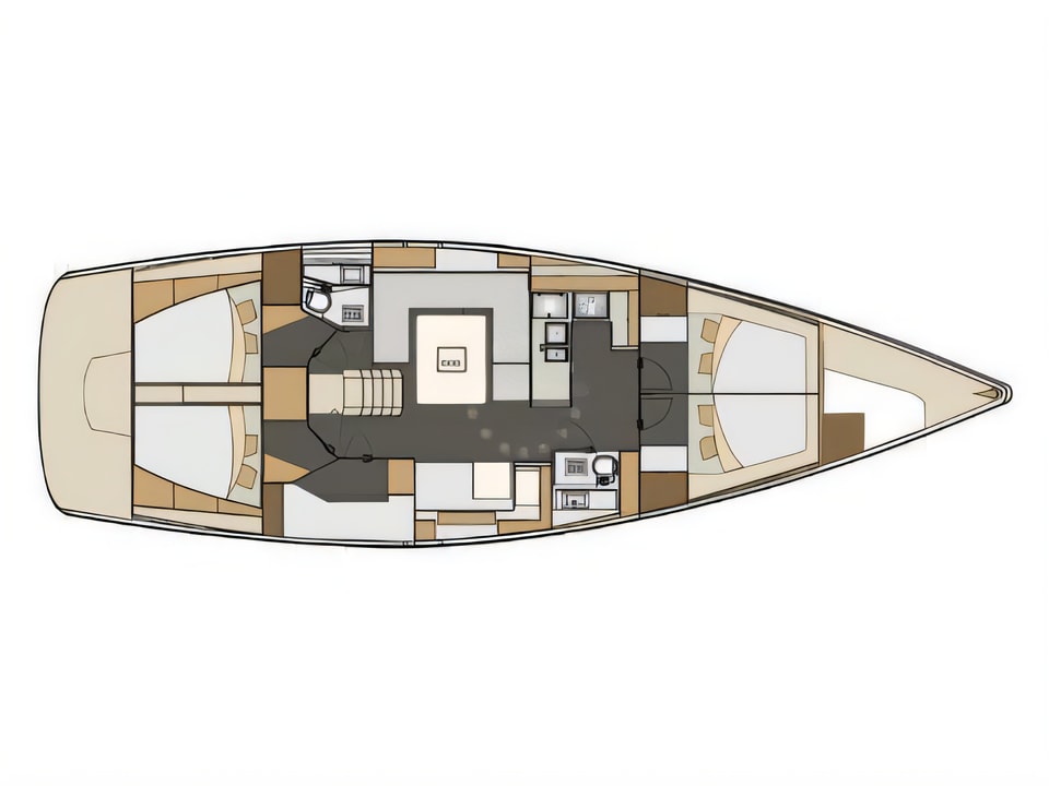 Layout of Elan 50 Impression sail boat with 5 cabins Croatia yacht charter