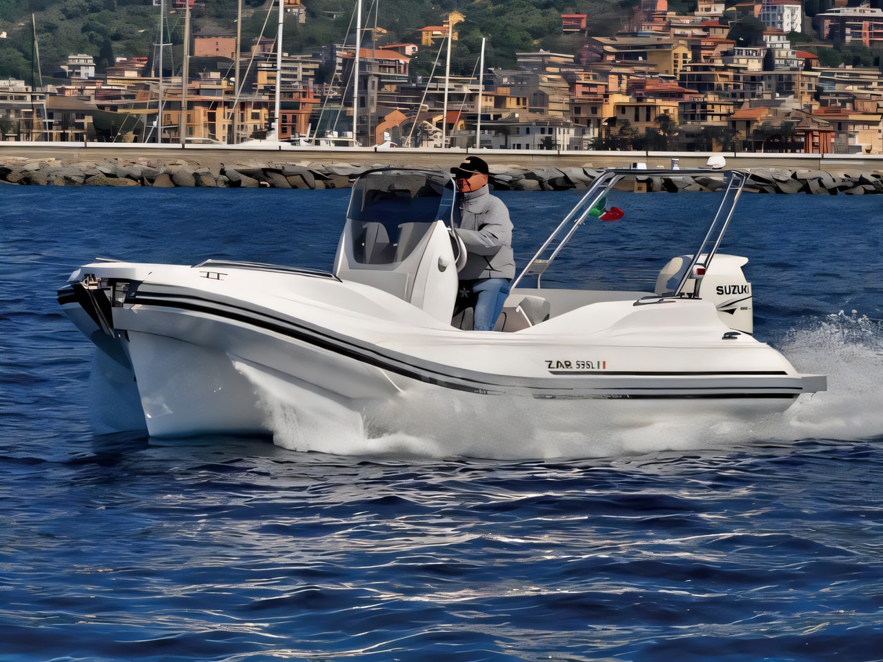 Exterior overview of Zar 59 SL motor boat for charter from Biograd Marina Kornati in the Kornati sailing area Croatia