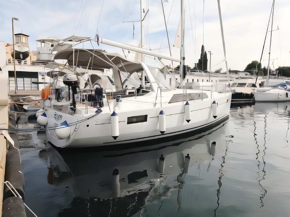 Exterior overview of Oceanis 41.1 sail boat for charter from Zadar Marina Zadar in the Zadar sailing area Croatia