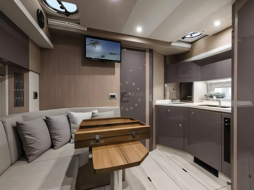 Interior of Cranchi Z35 motor boat with 2 cabins Croatia yacht charter
