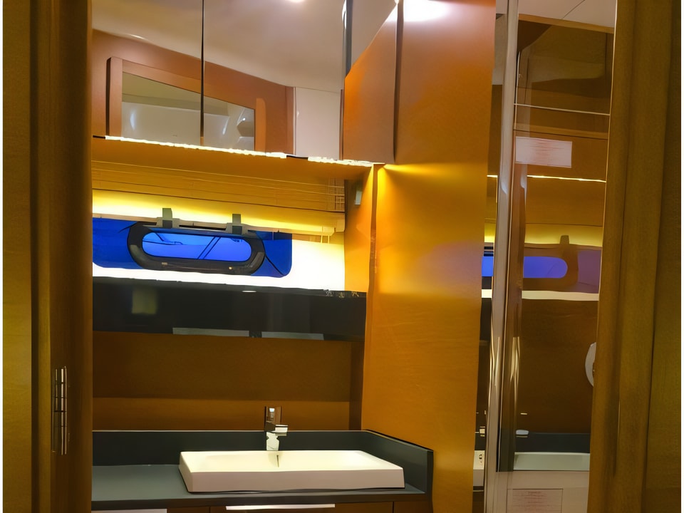 Interior of Bavaria 400 Coupe motor boat with 2 cabins Croatia yacht charter
