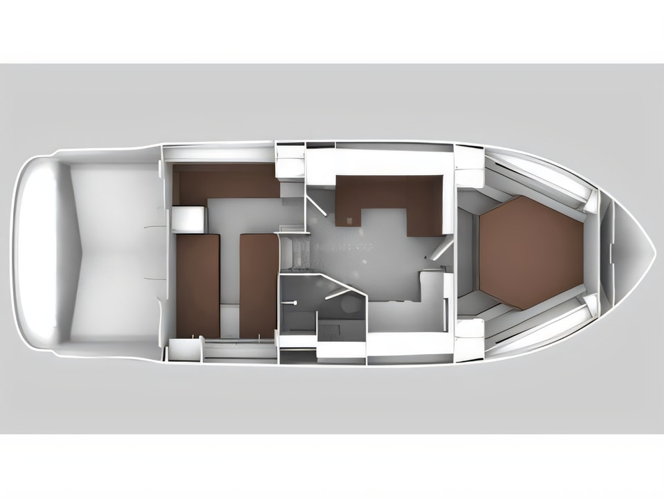 Layout of Bavaria 400 Coupe motor boat with 2 cabins Croatia yacht charter