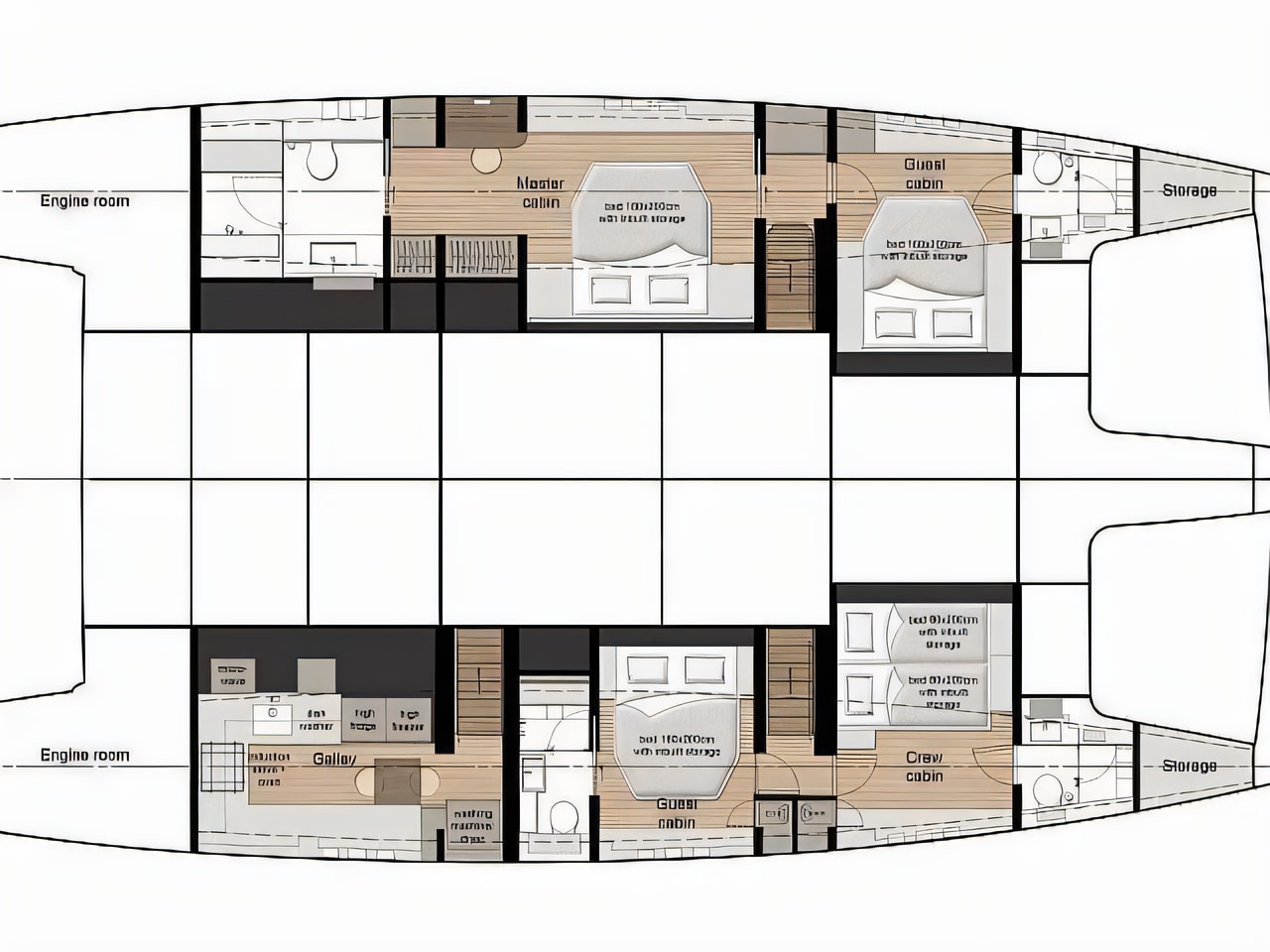 Interior of Sunreef 60 catamaran with 3 cabins Croatia yacht charter