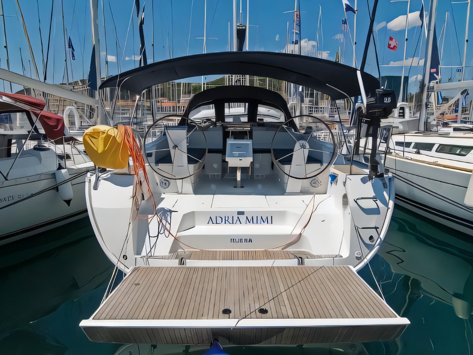 Exterior overview of Bavaria Cruiser 46 sail boat for charter from Split ACI Marina in the Split sailing area Croatia
