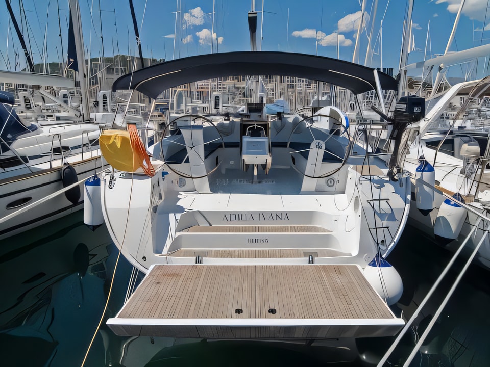 Exterior overview of Bavaria Cruiser 51 sail boat for charter from Split ACI Marina in the Split sailing area Croatia