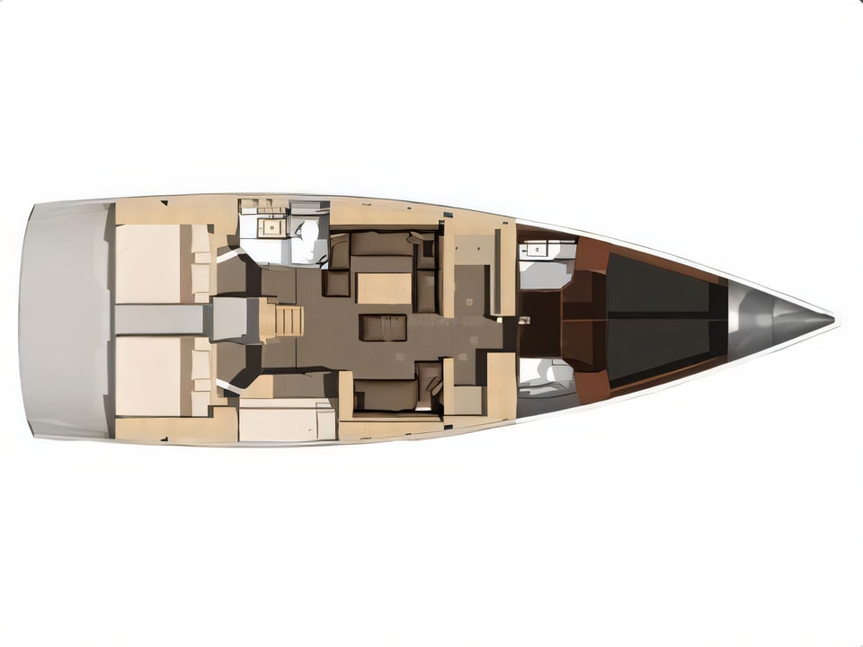 Layout of Dufour 512 Grand Large sail boat with 5 cabins Croatia yacht charter