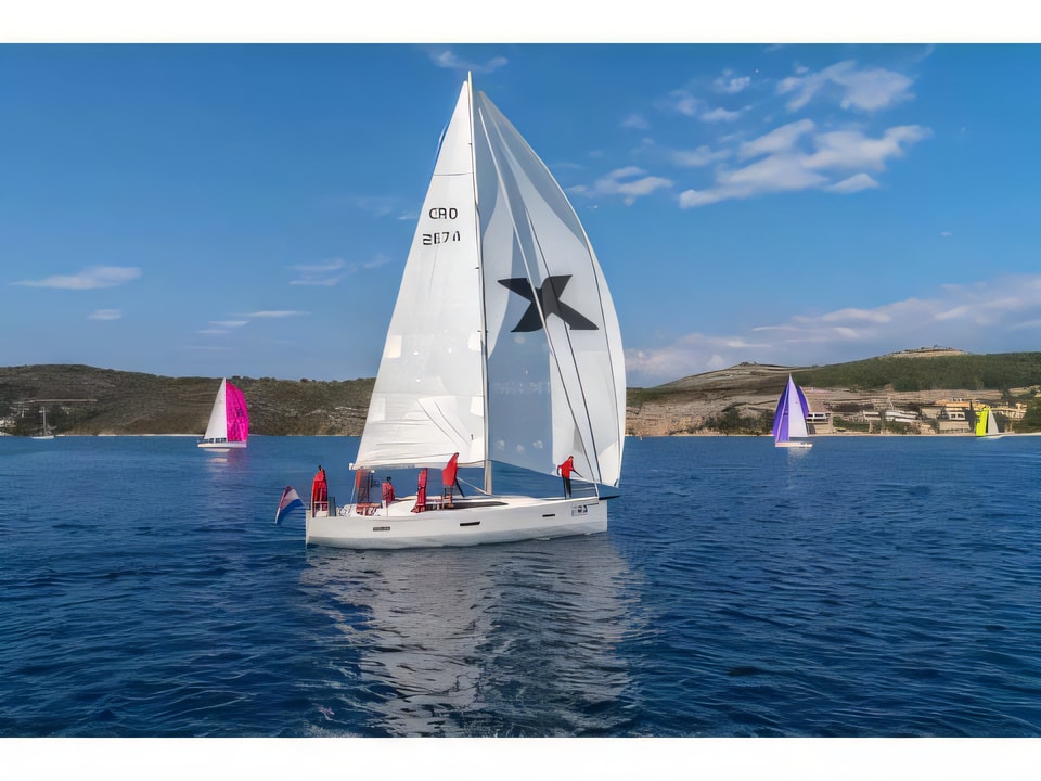 Exterior overview of X-Yacht 4-3 sail boat for charter from Split Marina Mornar in the Split sailing area Croatia